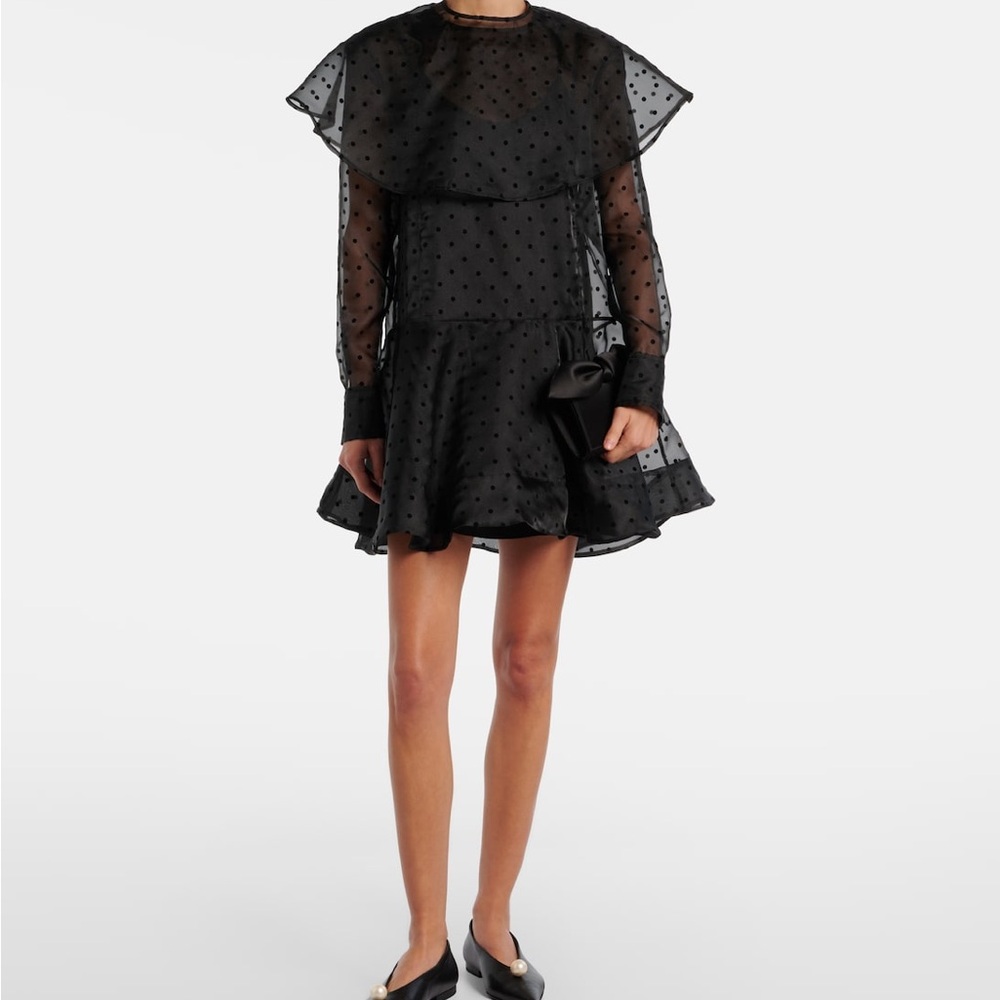 Elegant Black Sheer Polka Dot Dress
